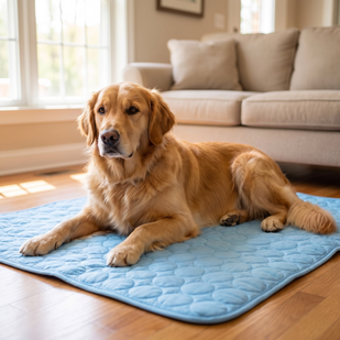 Your dog lies down